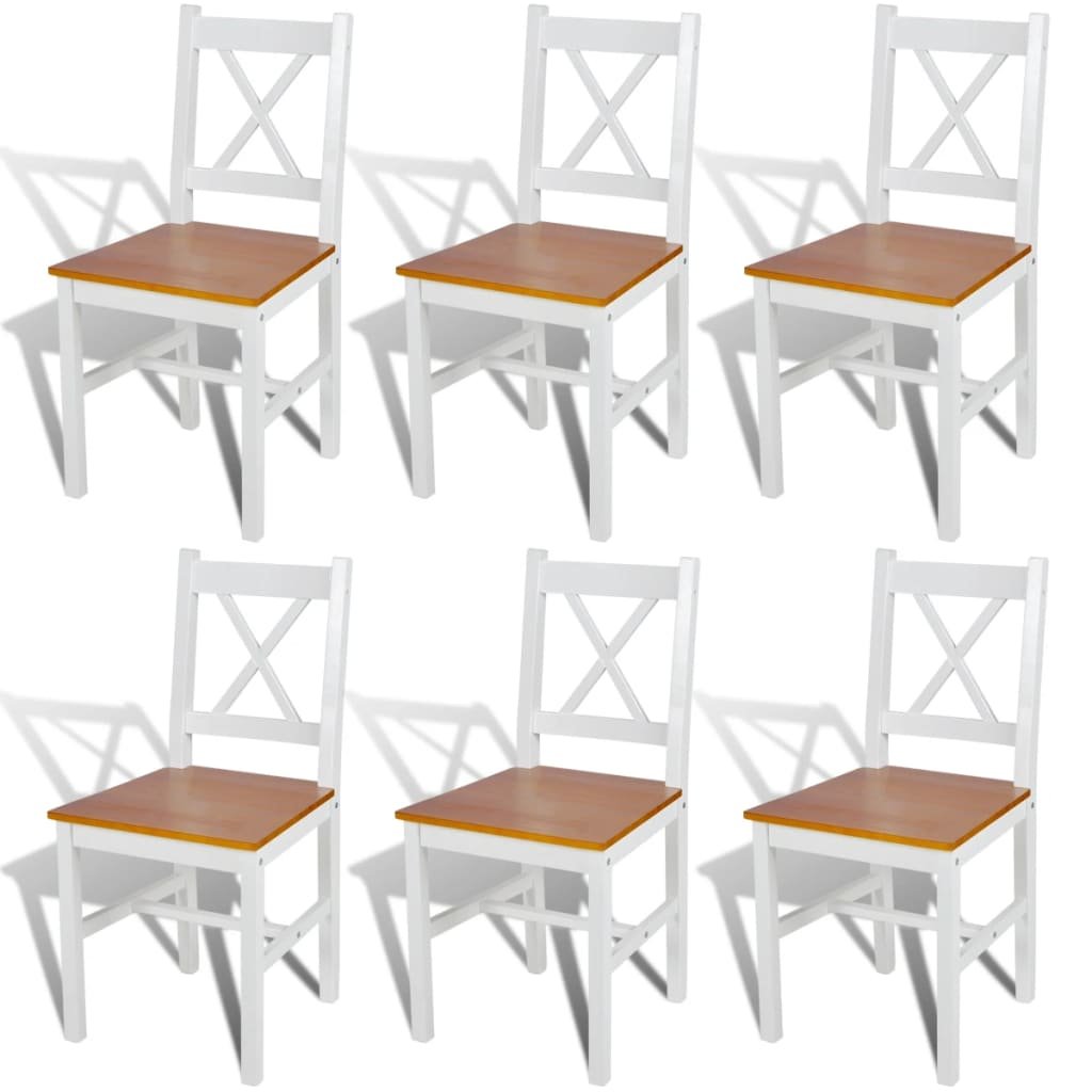 Dining Chairs 6 pcs White Pinewood