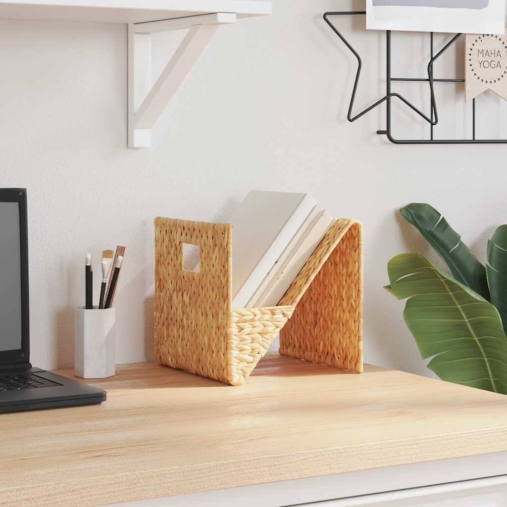 vidaXL Magazine Holder Brown Water Hyacinth, Metal Frame