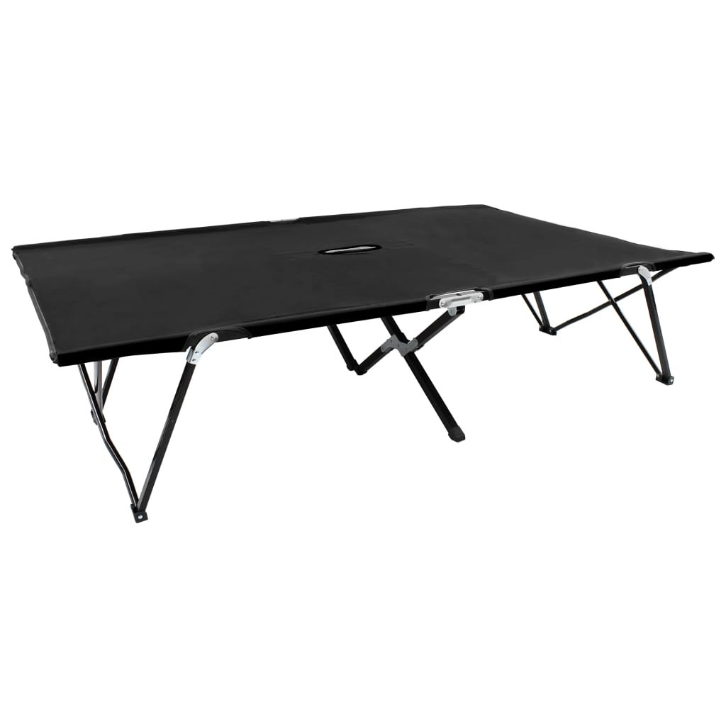 vidaXL Sun Lounger Black Steel frame Double Foldable Sun Lounger