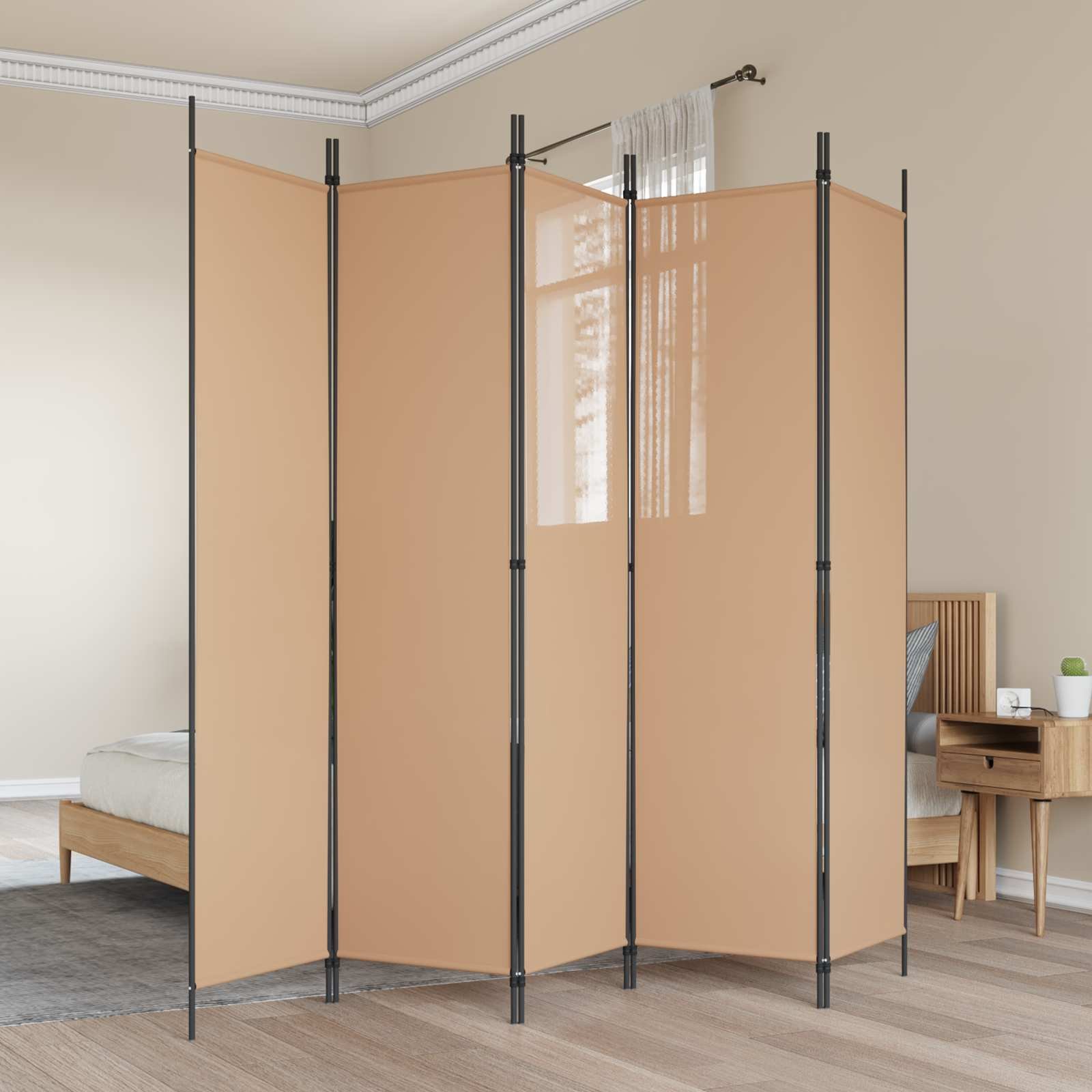 5-Panel Room Divider Beige 98.43 x 78.74 in Fabric