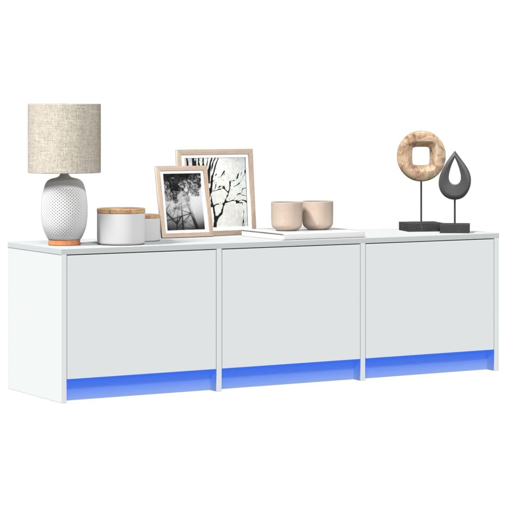 TV Cabinet with LED White 140x34x40 cm Engineered Wood