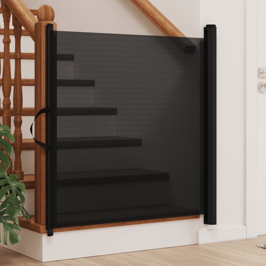 Retractable Pet Gate Black 46.3"x49.2