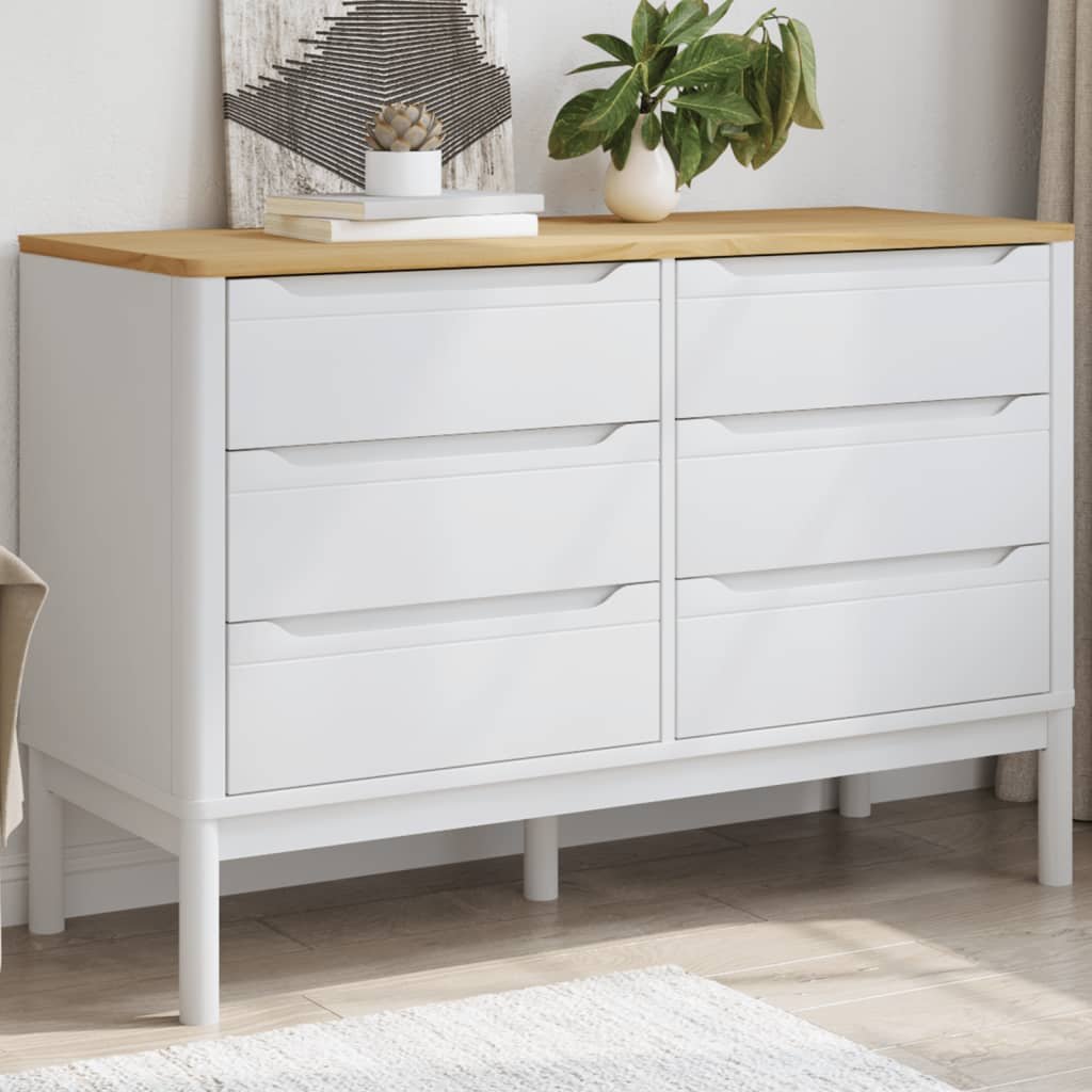 Drawer Cabinet White Solid pine wood Medium Chest of Drawers
