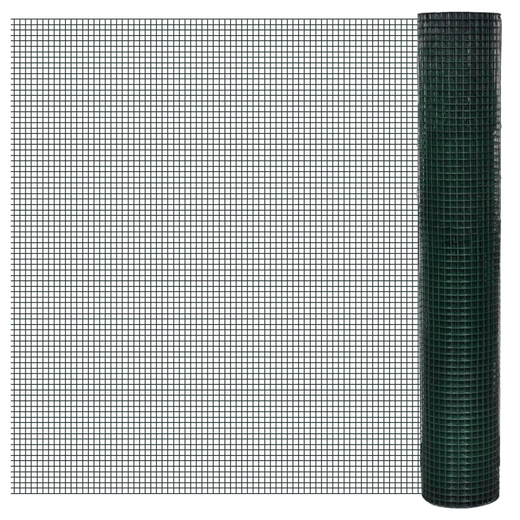 Chicken Wire Fence Galvanised with PVC Coating 10x1 m Green