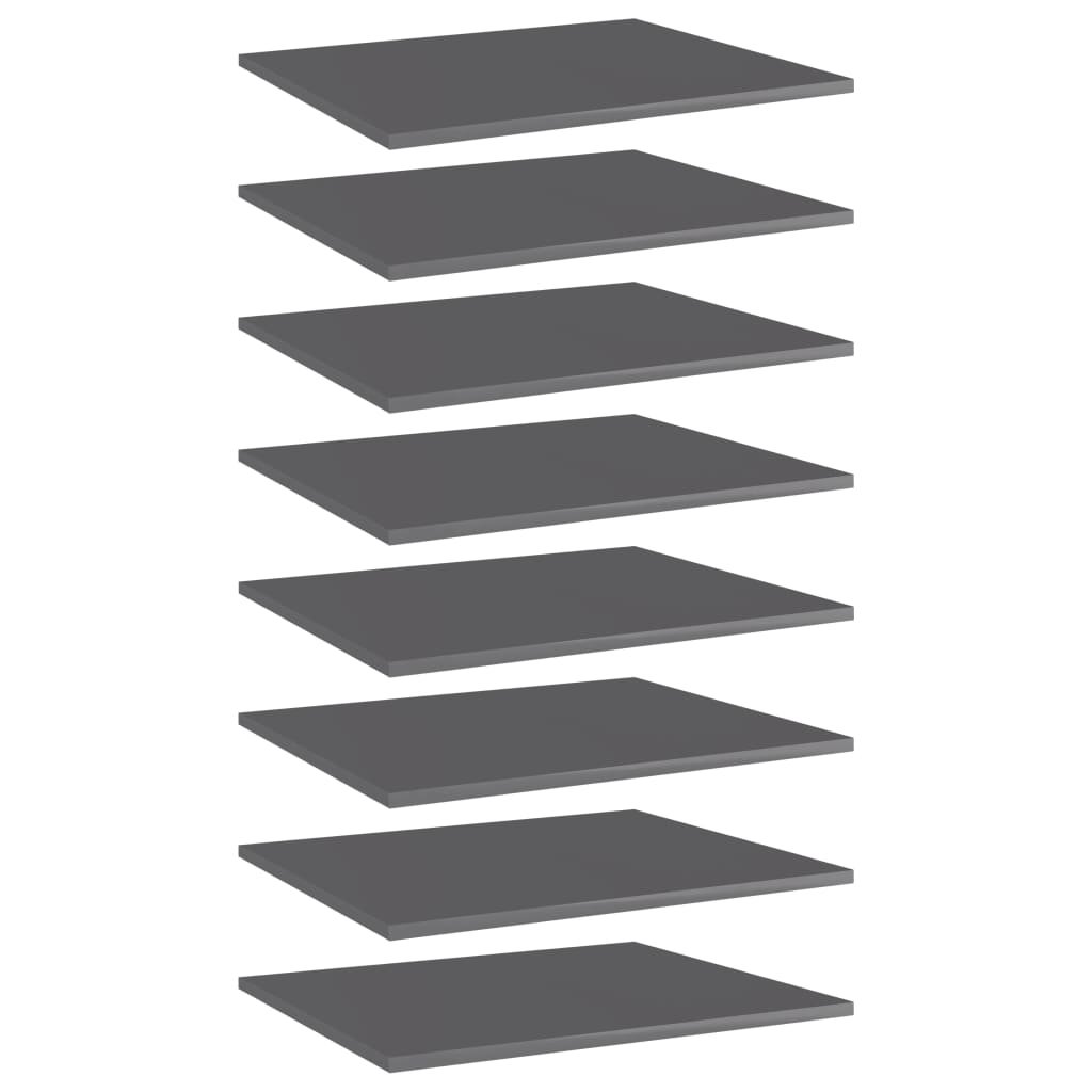 805281 vidaXL Bookshelf Boards 8 pcs High Gloss Grey 60x50x1,5 cm Engineered Wood