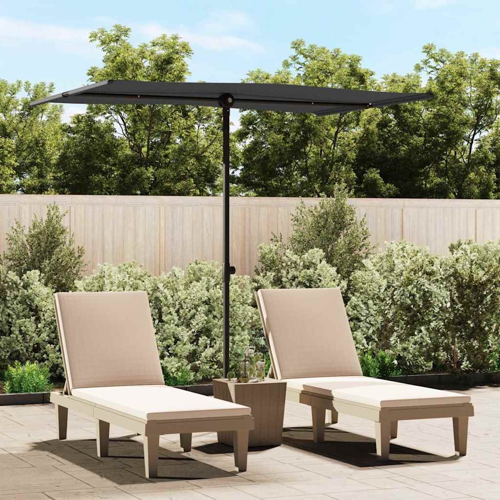 Garden Parasol | Black | Polyester, Aluminium | 2x1.5 m | Rotatable