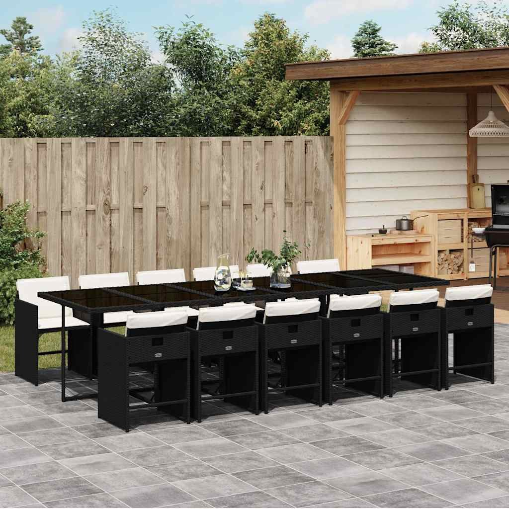 Garden Dining Set | Black, Cream White | PE rattan | 12-seater