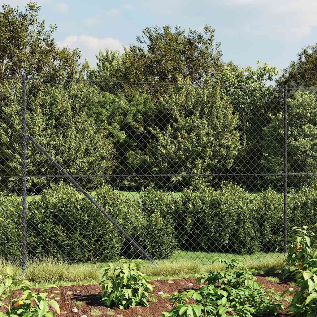 Chain Link Fence with Spike Anchors Anthracite 5.2'x82'