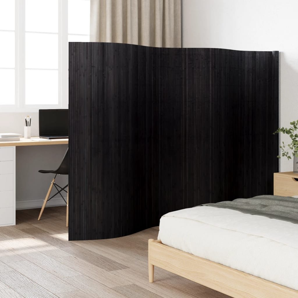 Room Divider Black Width 400 cm Height 165 cm Bamboo