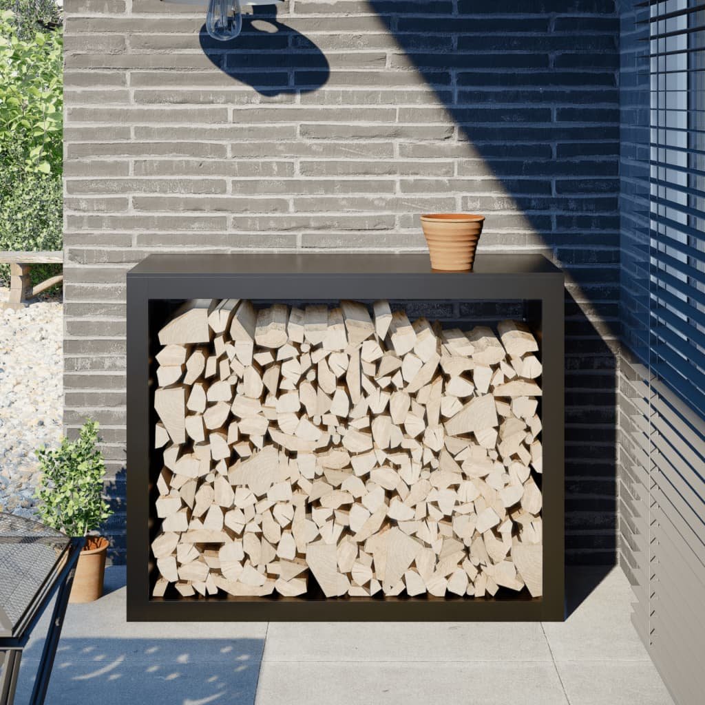 Firewood Rack Black 39.4x15.7x31.5" Steel