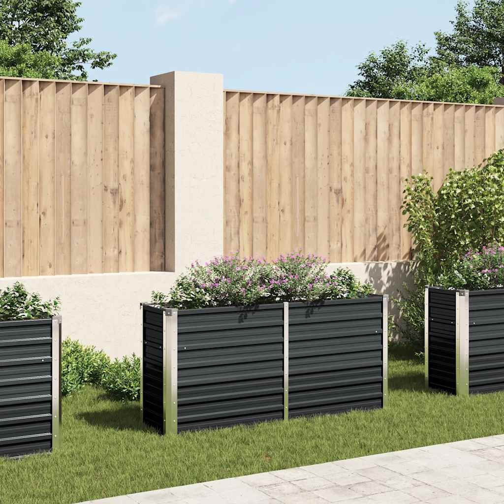 Garden Raised Bed Anthracite 160x40x77 cm Galvanised Steel
