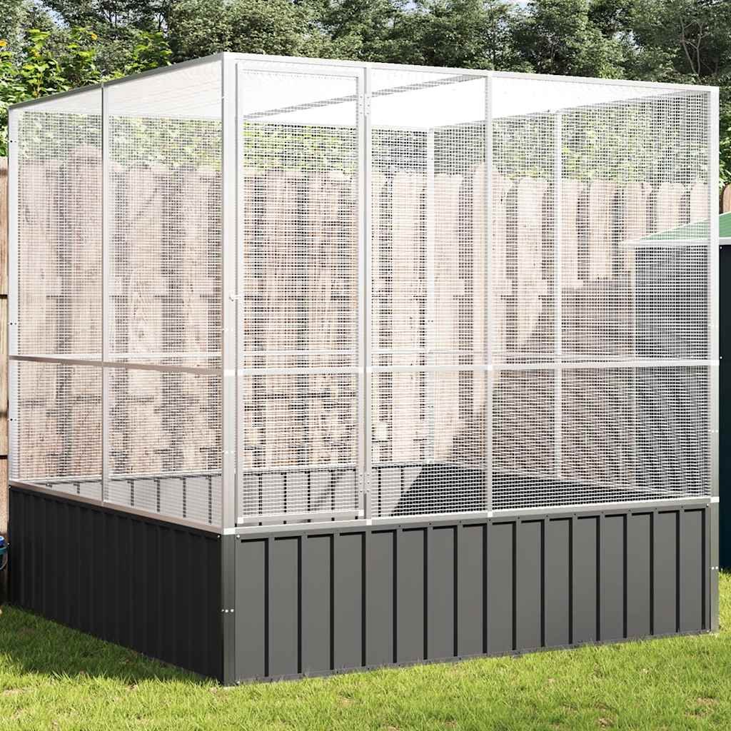 Aviary Silver Galvanized steel Large Locks Aviary Rectangular