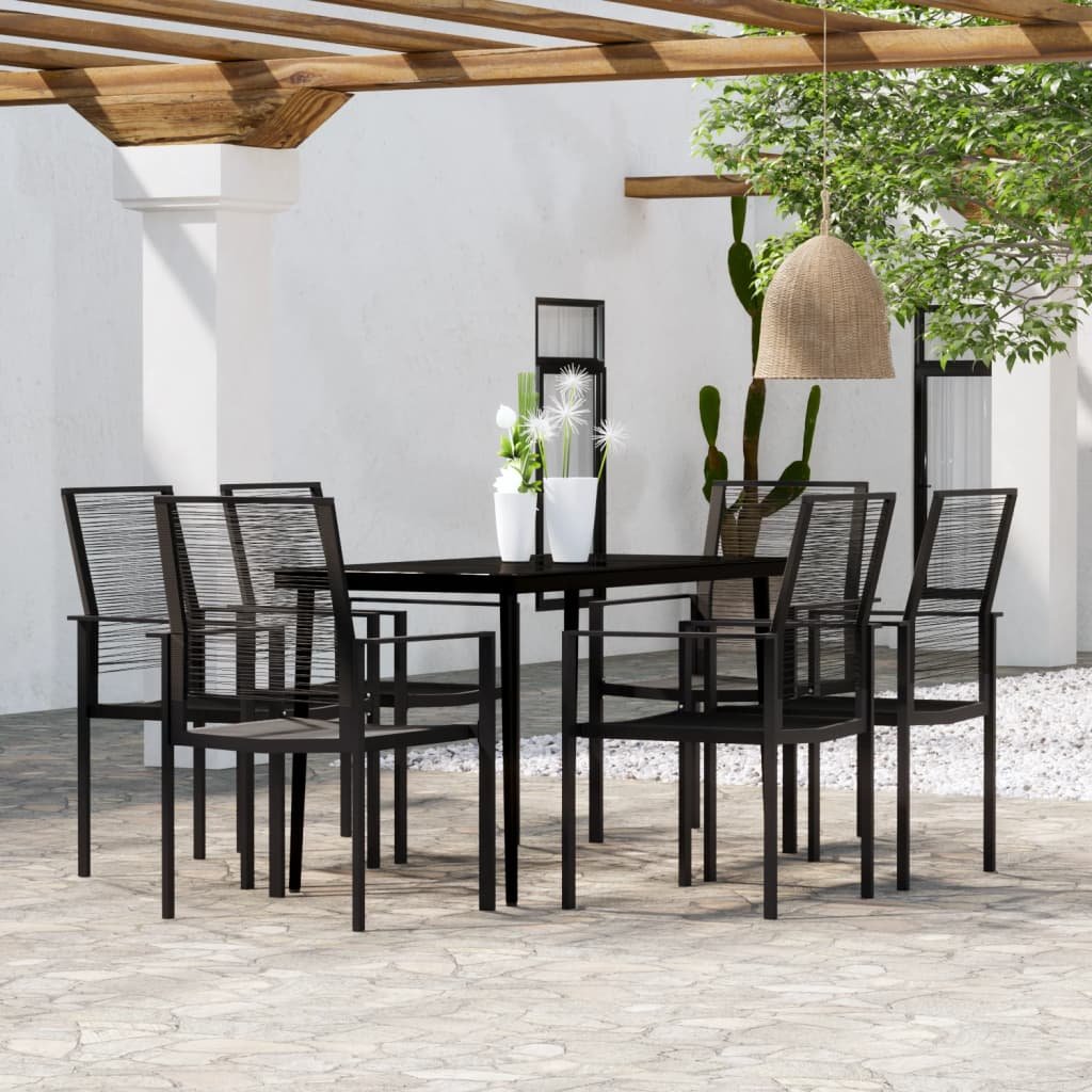 Dining Set | Black | Powder-coated steel | Large | Durable | Dining Set