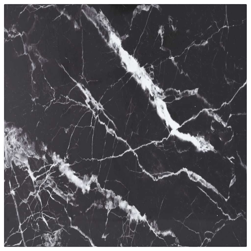 Table Top Black 27.6"x27.6" 0.2" Tempered Glass with Marble Design