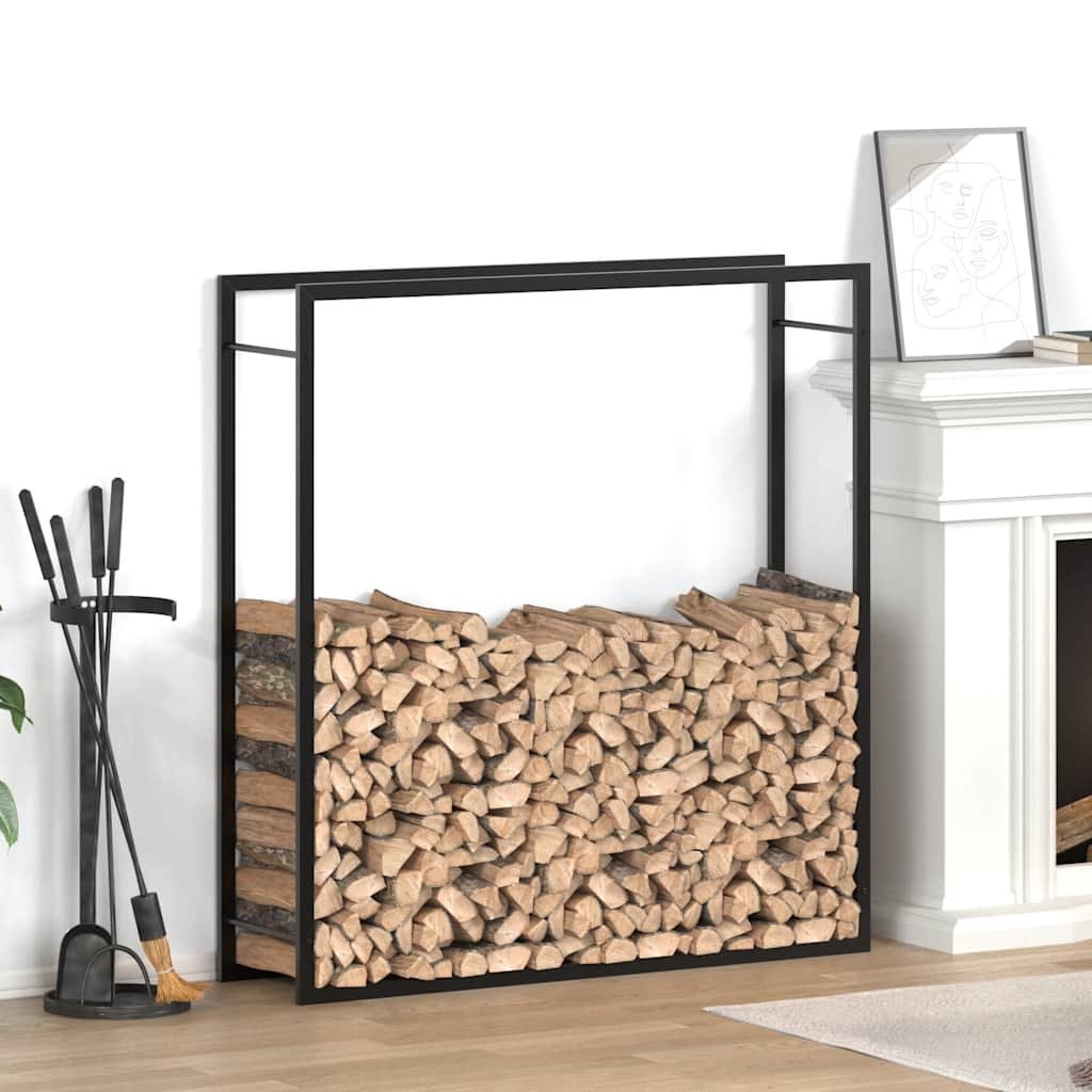 Firewood Rack Matt Black 110x28x116 cm Steel