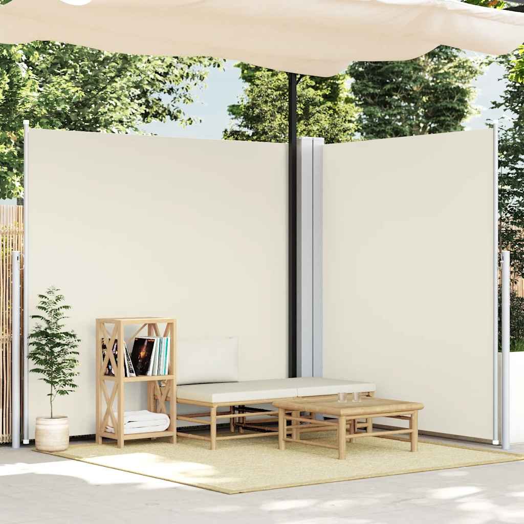 Patio Retractable Double Side Awning 170x600 cm Cream