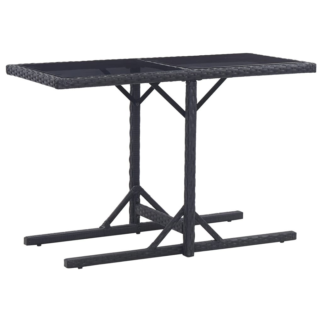 Outdoor Table Black Poly rattan, powder-coated steel, glass
