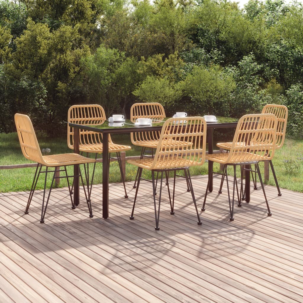7 Piece Patio Dining Set Poly Rattan