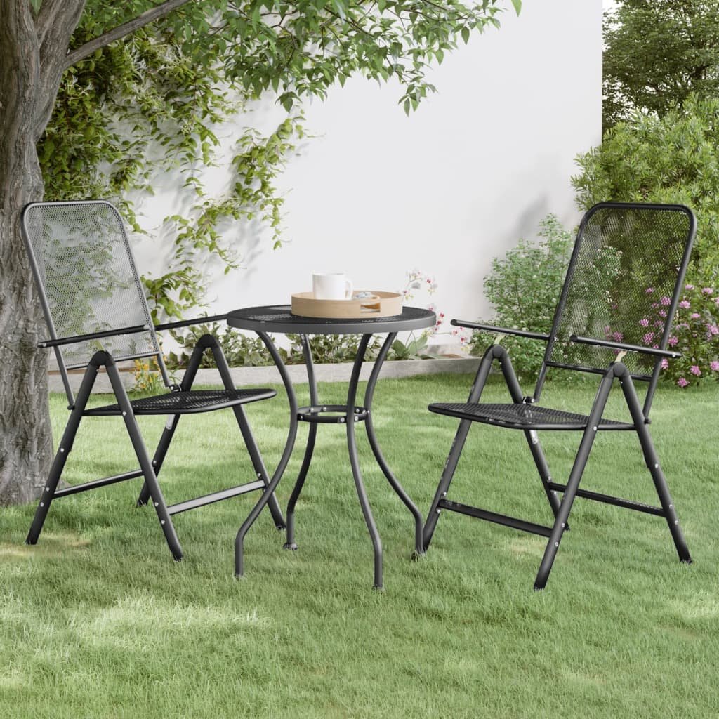 Folding Garden Chair Set of 2 Anthracite