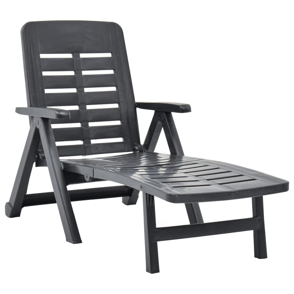 vidaXL Sunlounger Anthracite Plastic Standard Foldable