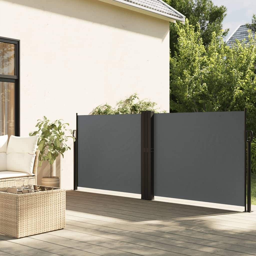 Retractable Side Awning Anthracite 100% polyester with PU coating