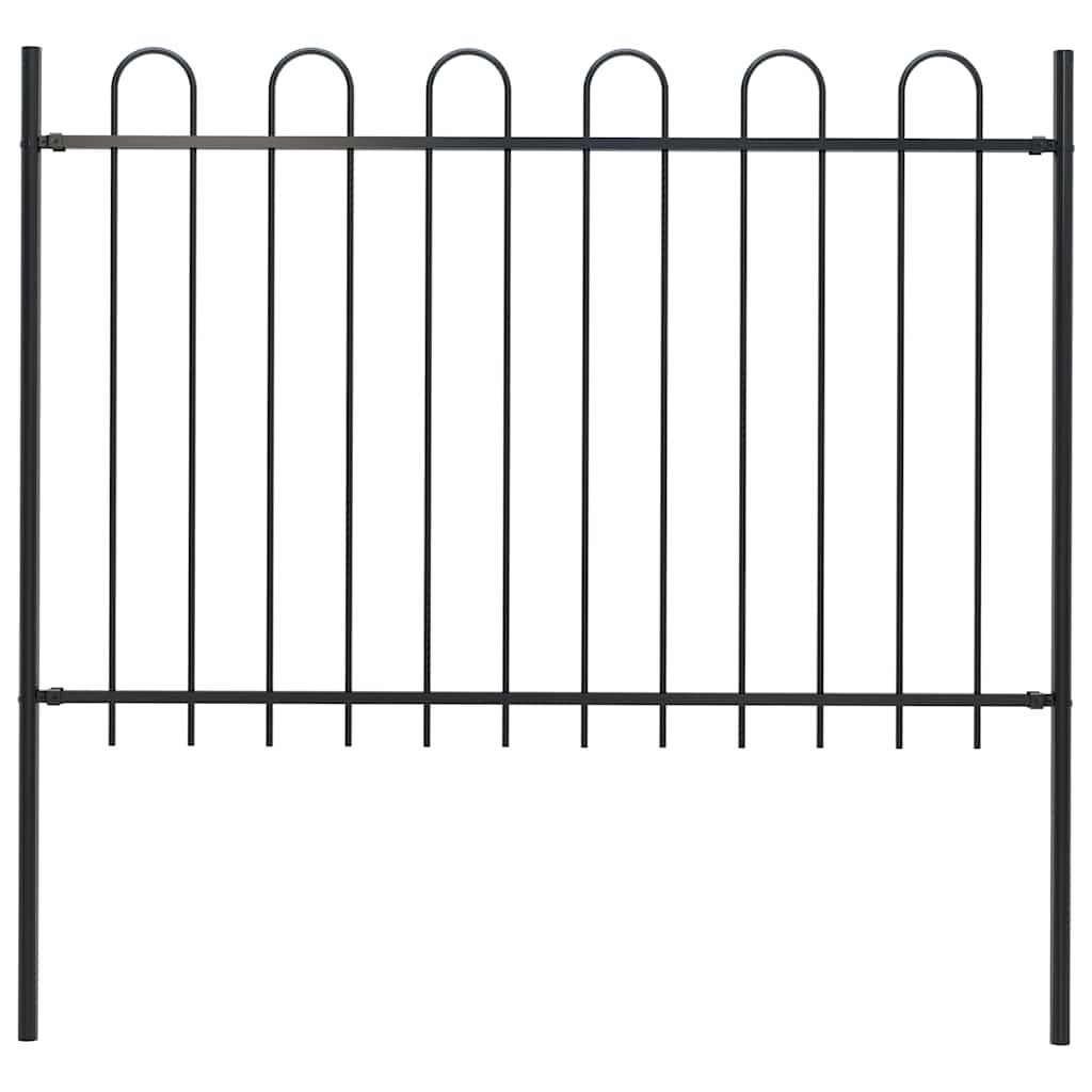 Garden Fence with Hoop Top Steel 71.3"x47.2" Black