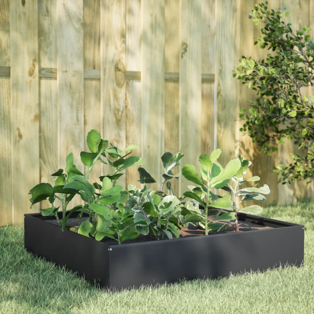 Garden Raised Bed Anthracite Steel 39.4 in x 39.4 in x 13.2 in