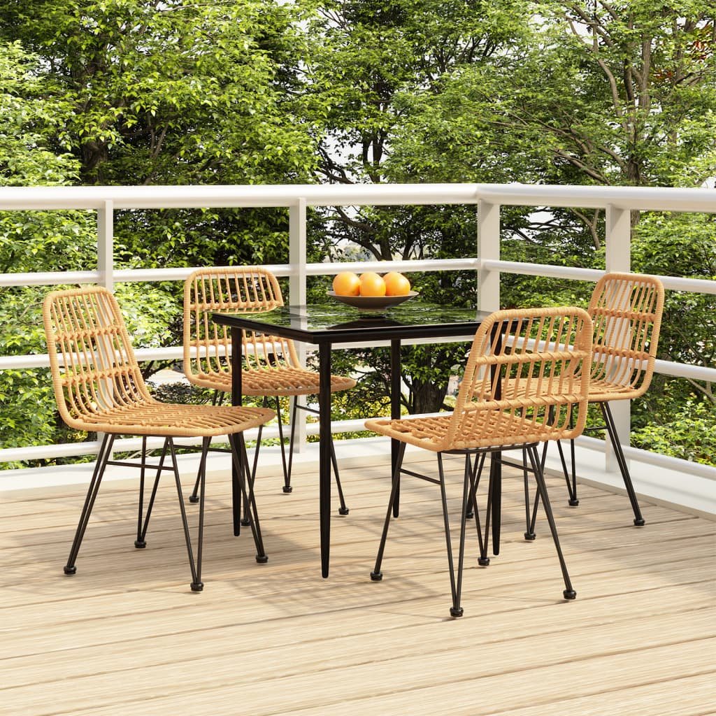 5 Piece Patio Dining Set Poly Rattan