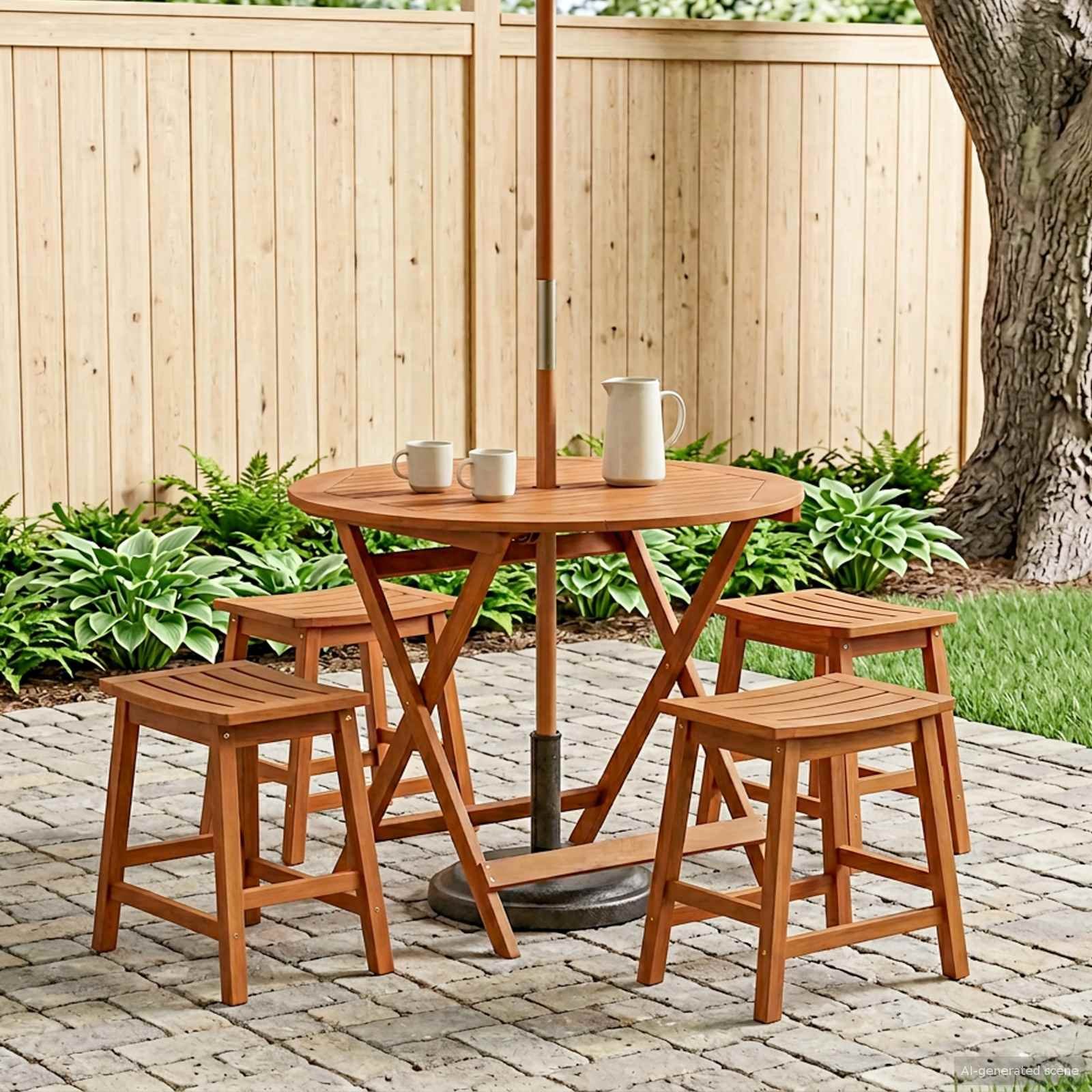 Folding Garden Table Brown Ø 35.43 x 29.53 in