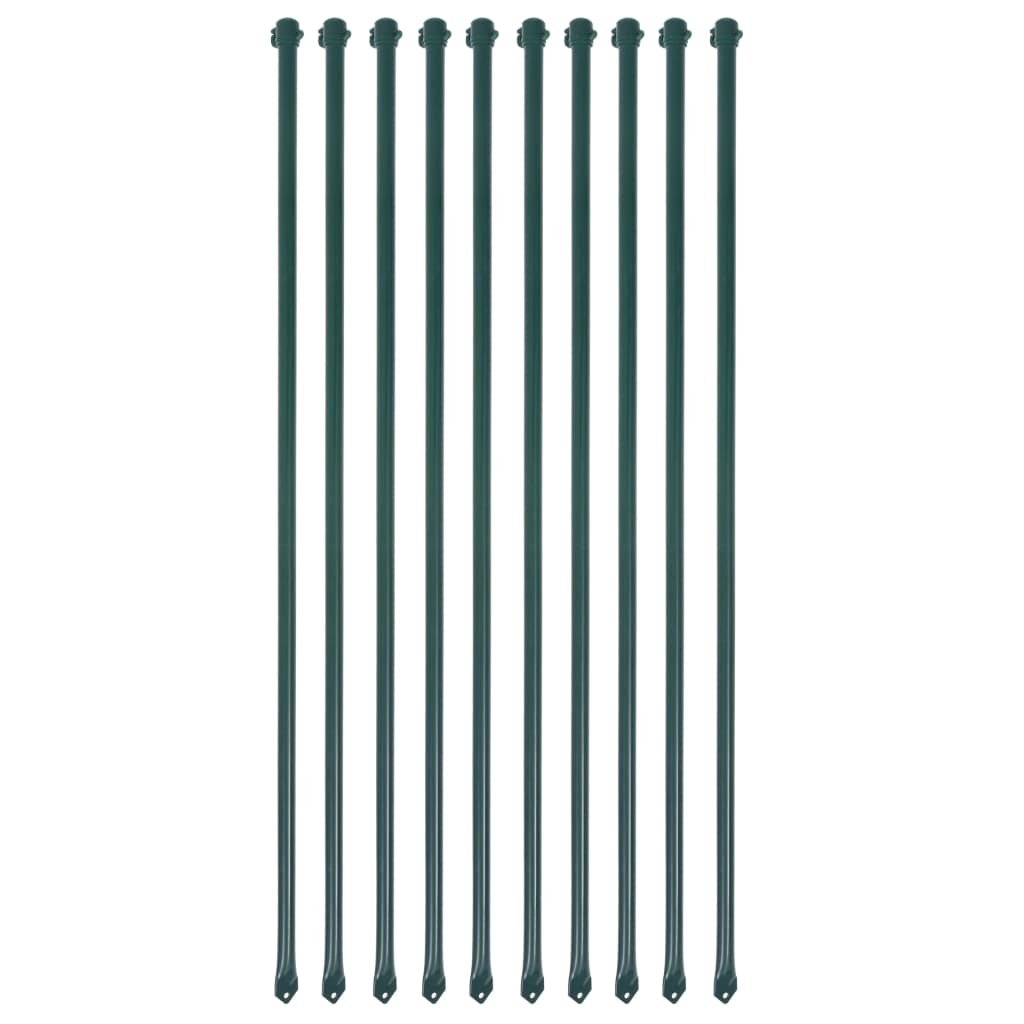 Garden Posts 10 pcs 39.4" Metal Green