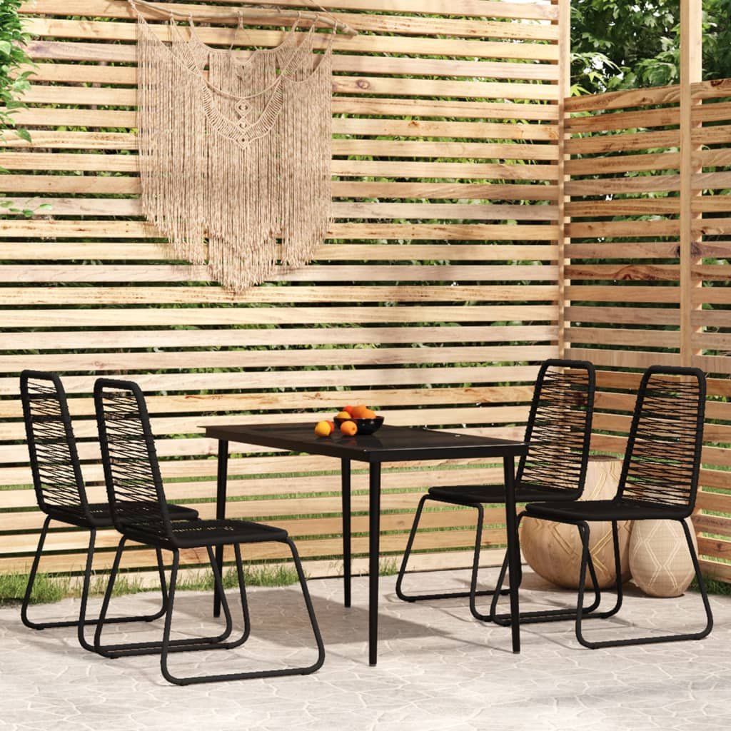 Garden Dining Set | Black | Powder-coated steel | 5 piece set