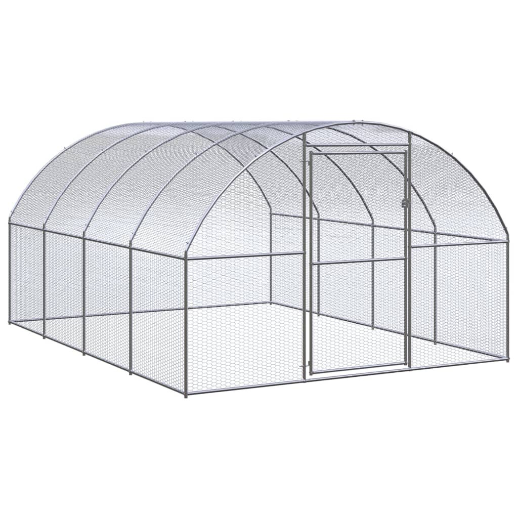 Chicken Coop Silver Galvanized Steel Large Durable Chicken Coop