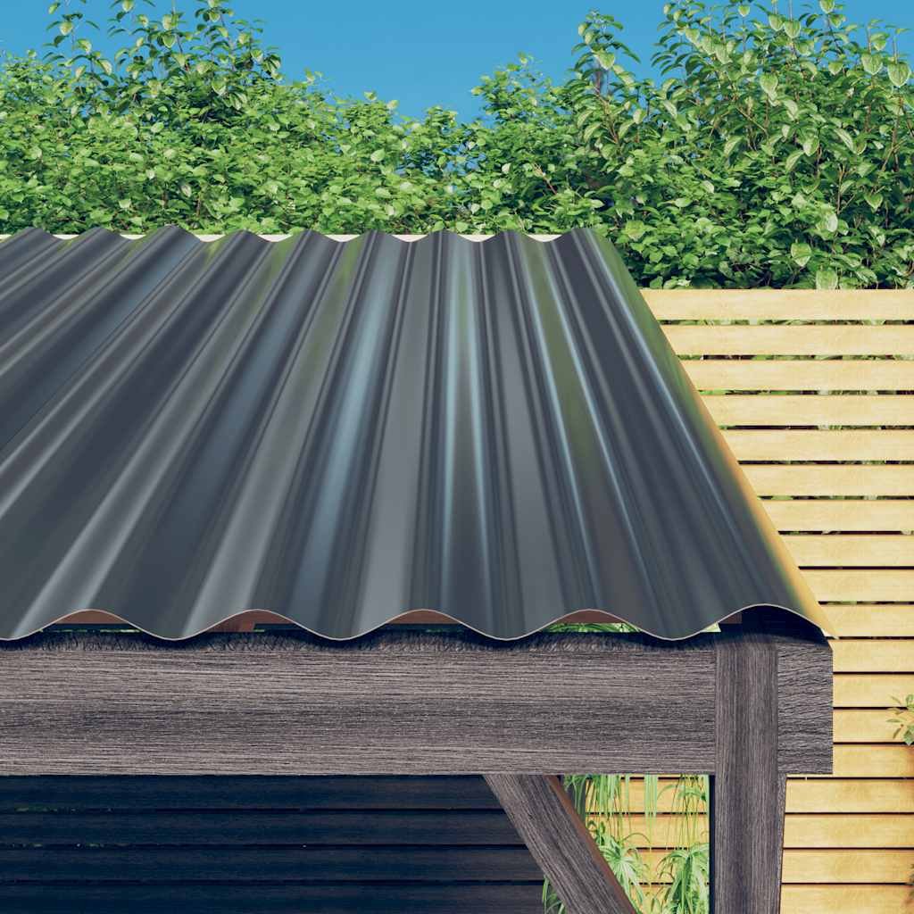 Roof Panels 12 pcs Galvanised Steel Anthracite 60x36 cm