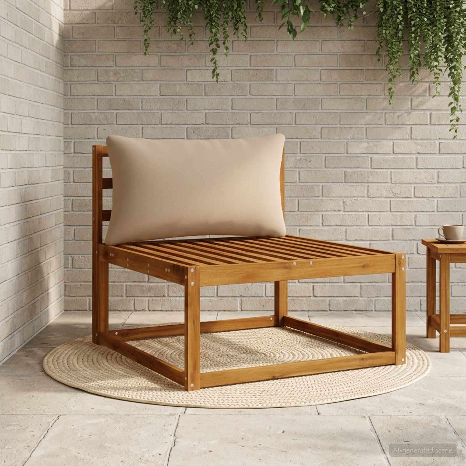 1-Piece Back Cushion PUTTEN 100% Polyester Sand 80 x 40 x 15 cm