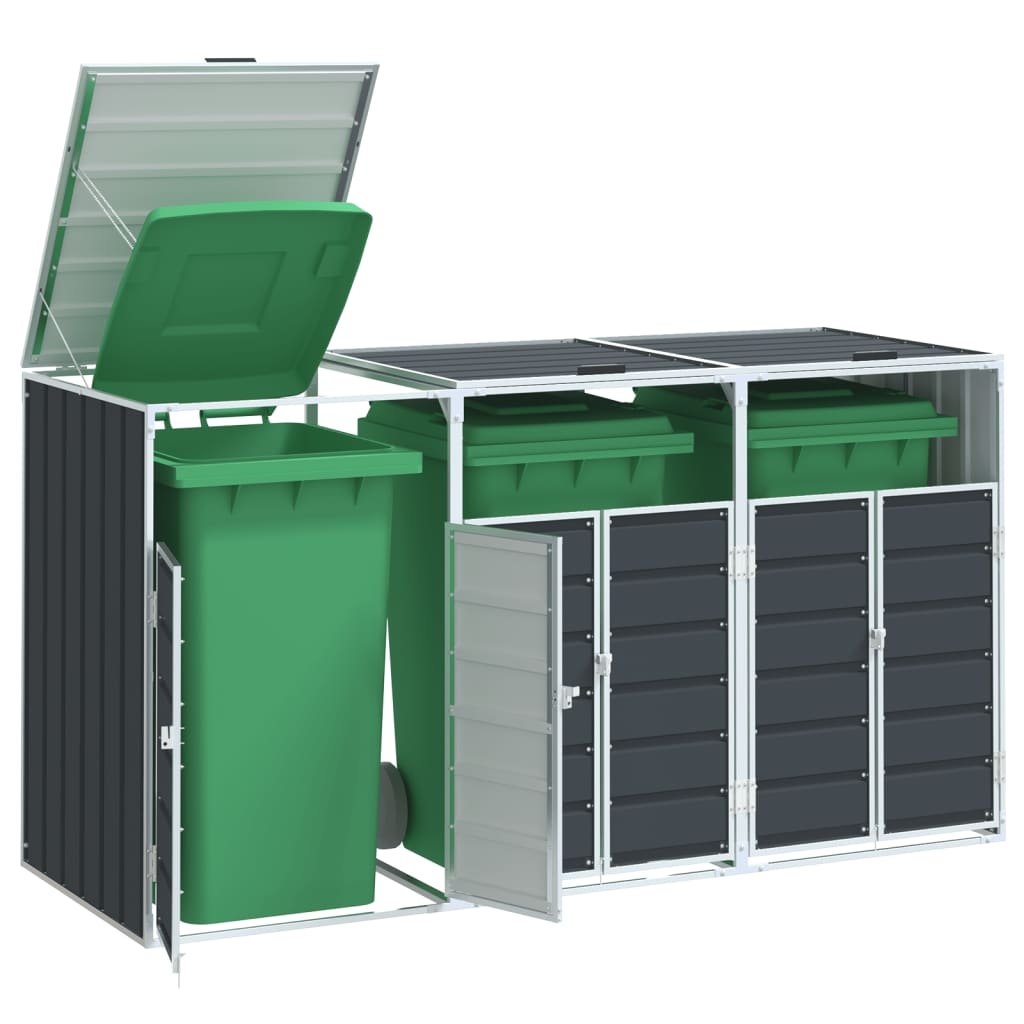 Wheelie Bin Storage for Triple Bins Anthracite 85"x31.9"x45.3" Steel
