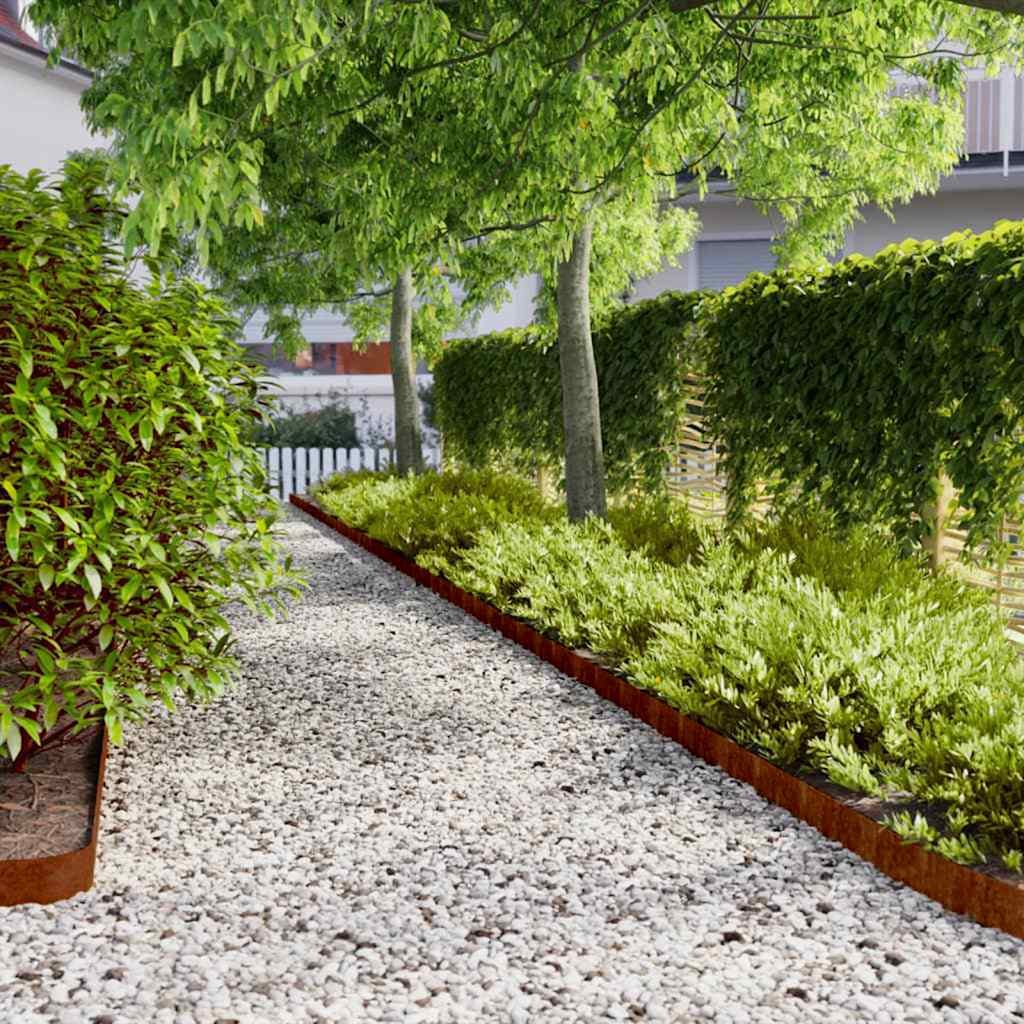 Lawn Edging 10 pcs Rusty 3.94 x 40.55 in Weathering Steel