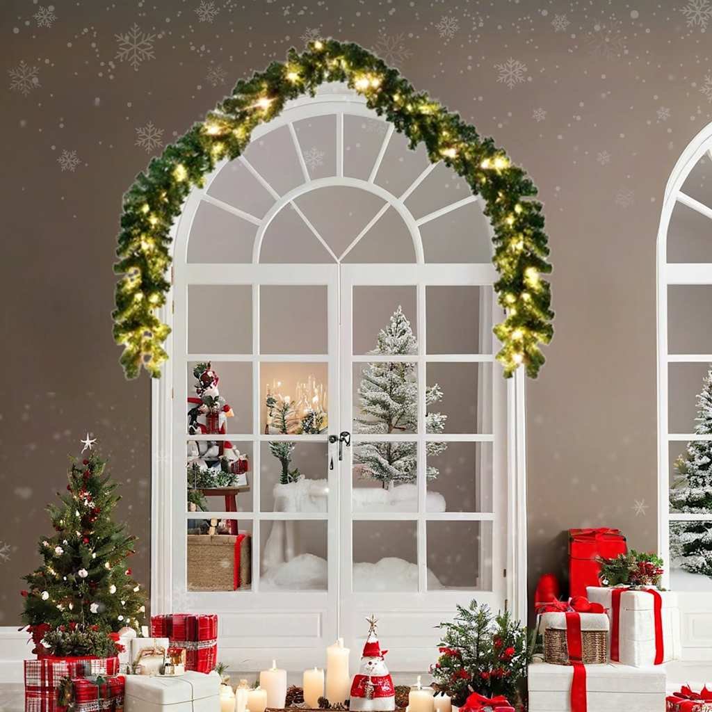 Christmas Garland with LED Lights 65.6'