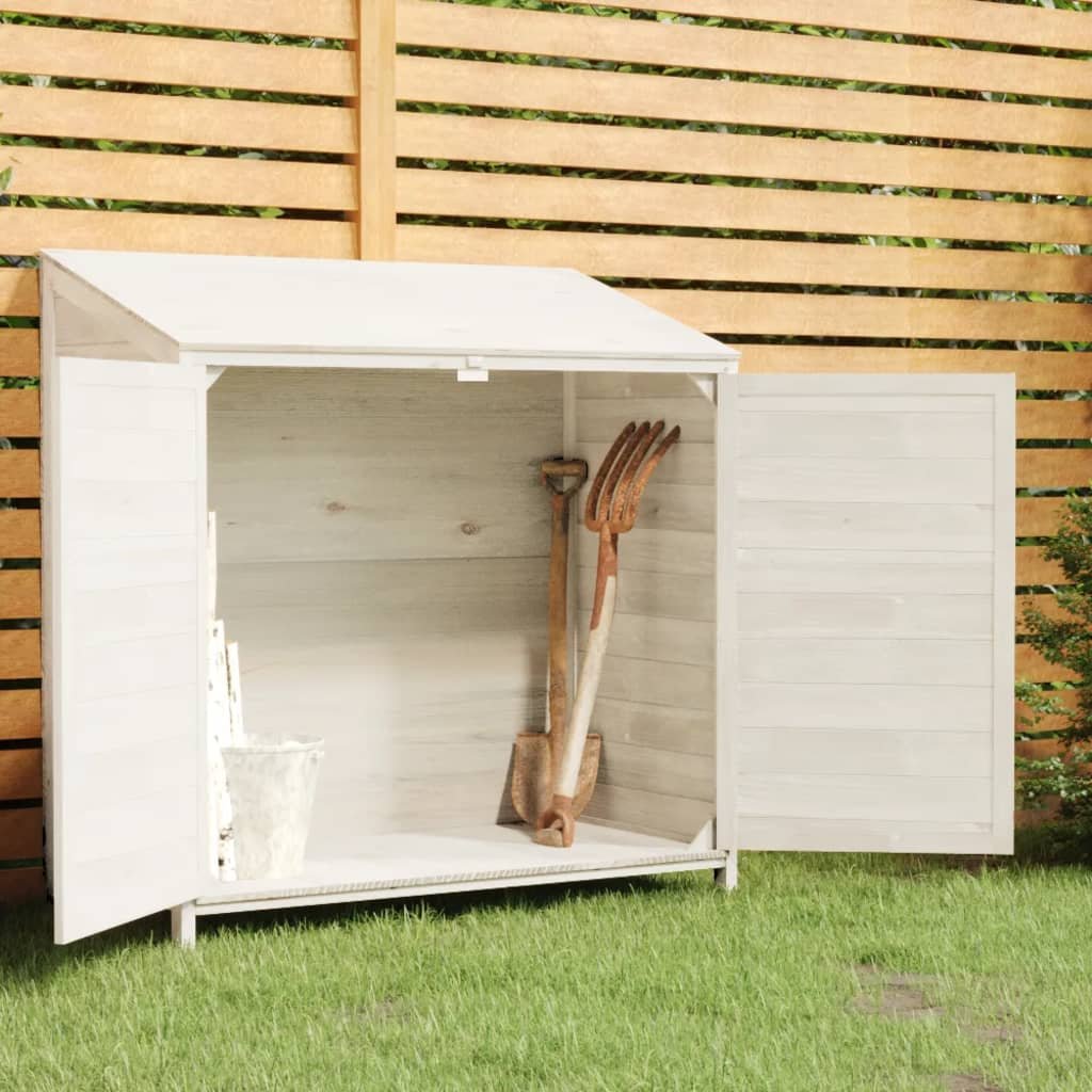 vidaXL Garden Shed White Solid fir wood Small Garden Shed Rectangular
