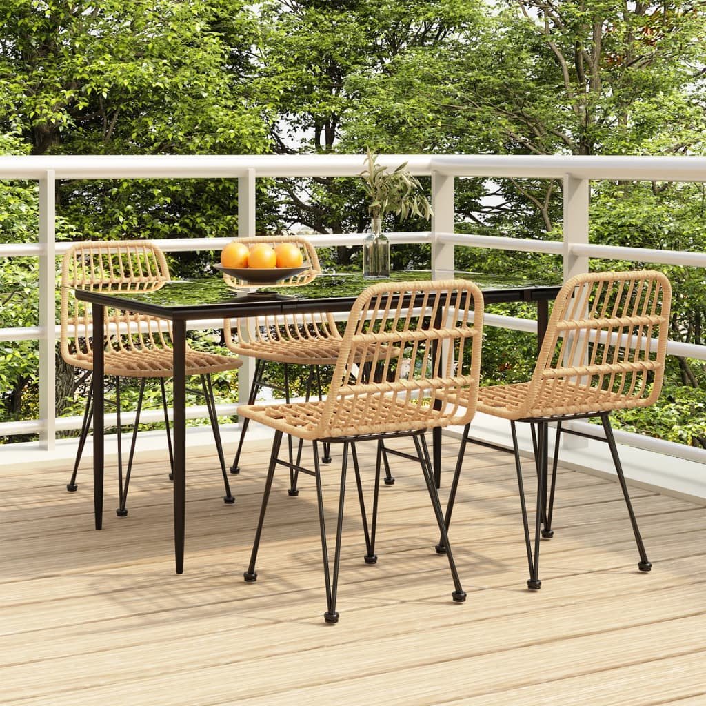 5 Piece Patio Dining Set Poly Rattan