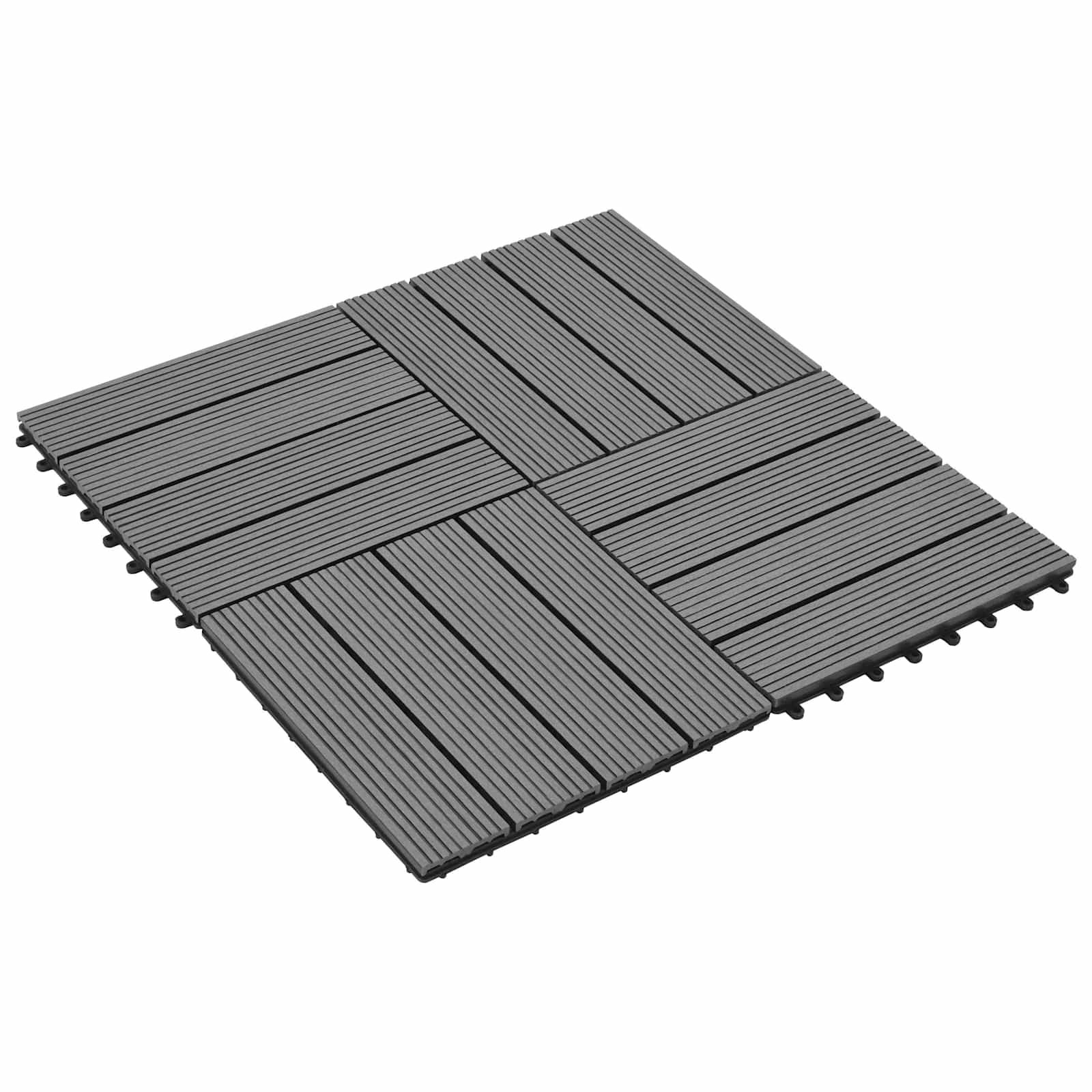 Decking Tile 22 pcs Grey 11.81 x 11.81 in WPC