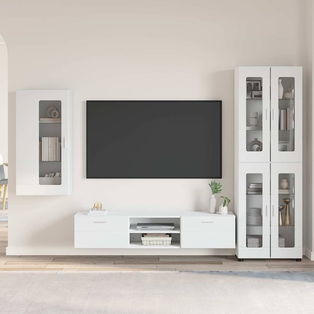 TV Cabinet Set FLORIN 3 pcs White Engineered Wood