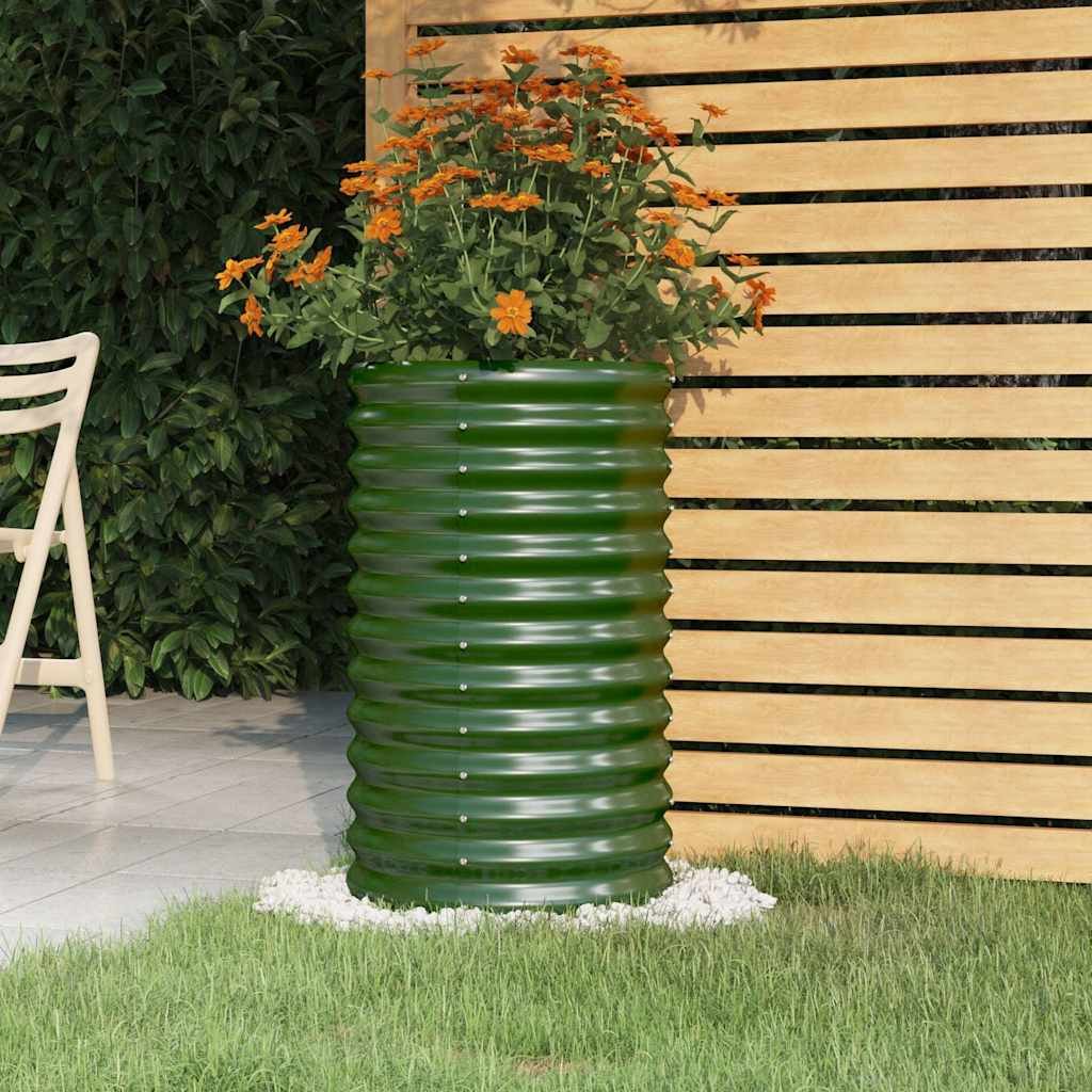 Garden Planter Galvanized Steel 15.7"x15.7"x26.8" Green