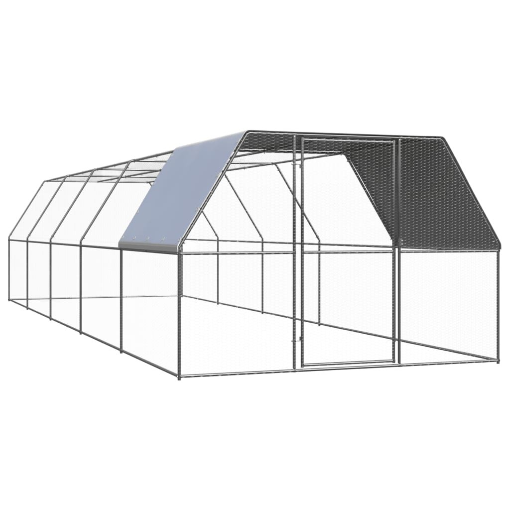 Chicken Cage Silver Galvanized steel Large Durable Chicken Coop