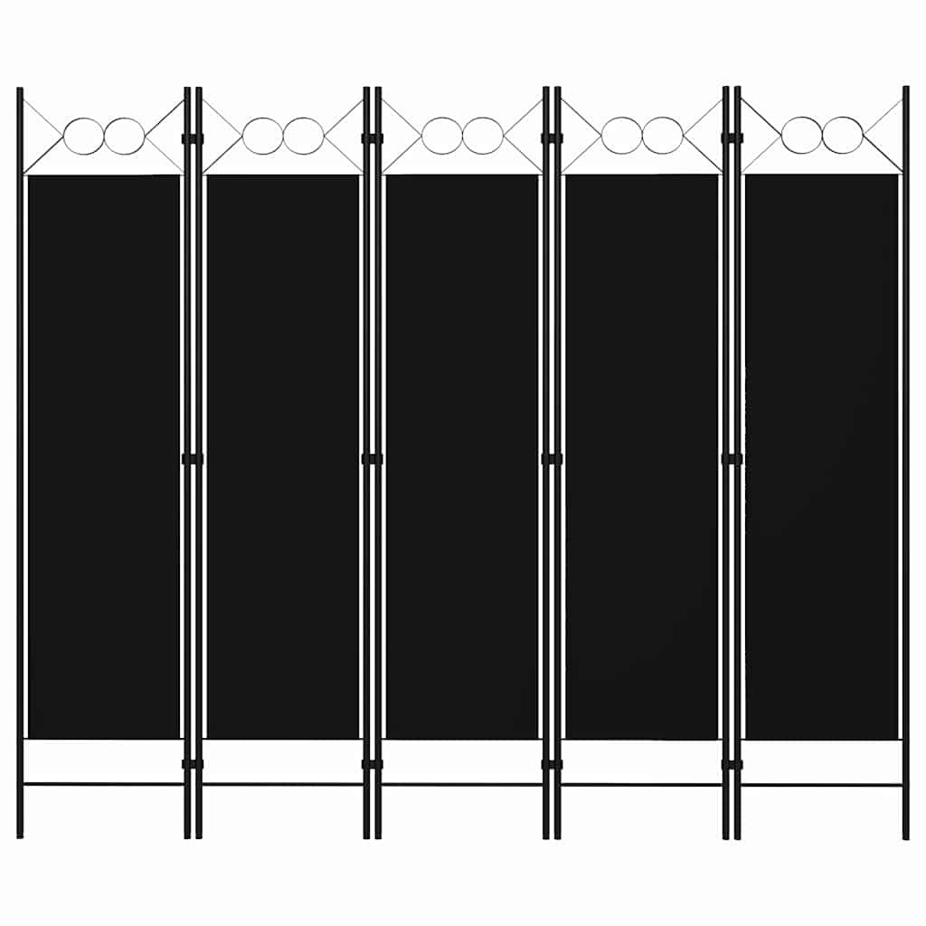 5-Panel Room Divider Black 78.7"x70.9