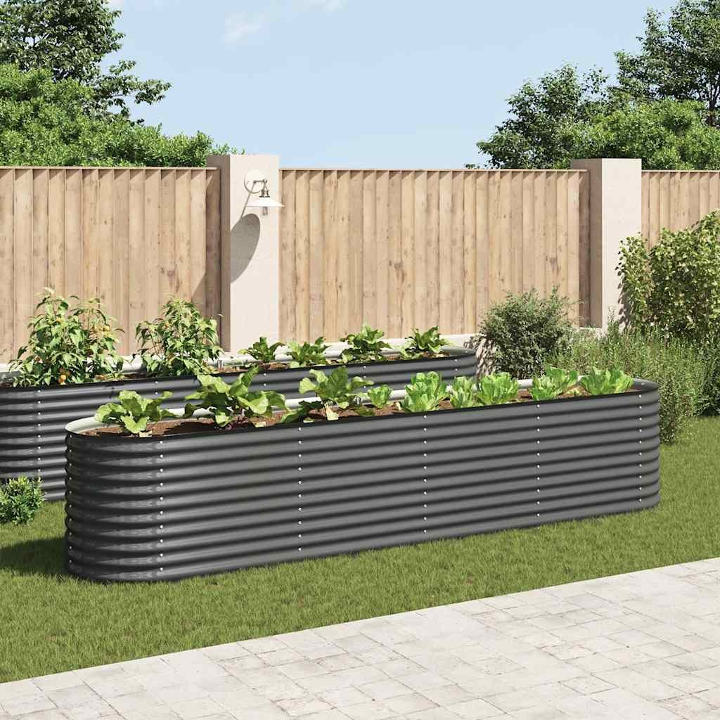 Garden Raised Bed Grey Galvanized Steel 157.5 x 31.5 x 31.9 in