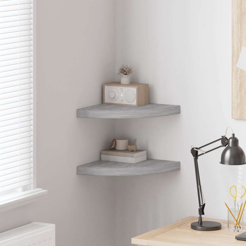 Wall Corner Shelves 2 pcs Concrete Gray 13.7"x13.7"x1.4" MDF