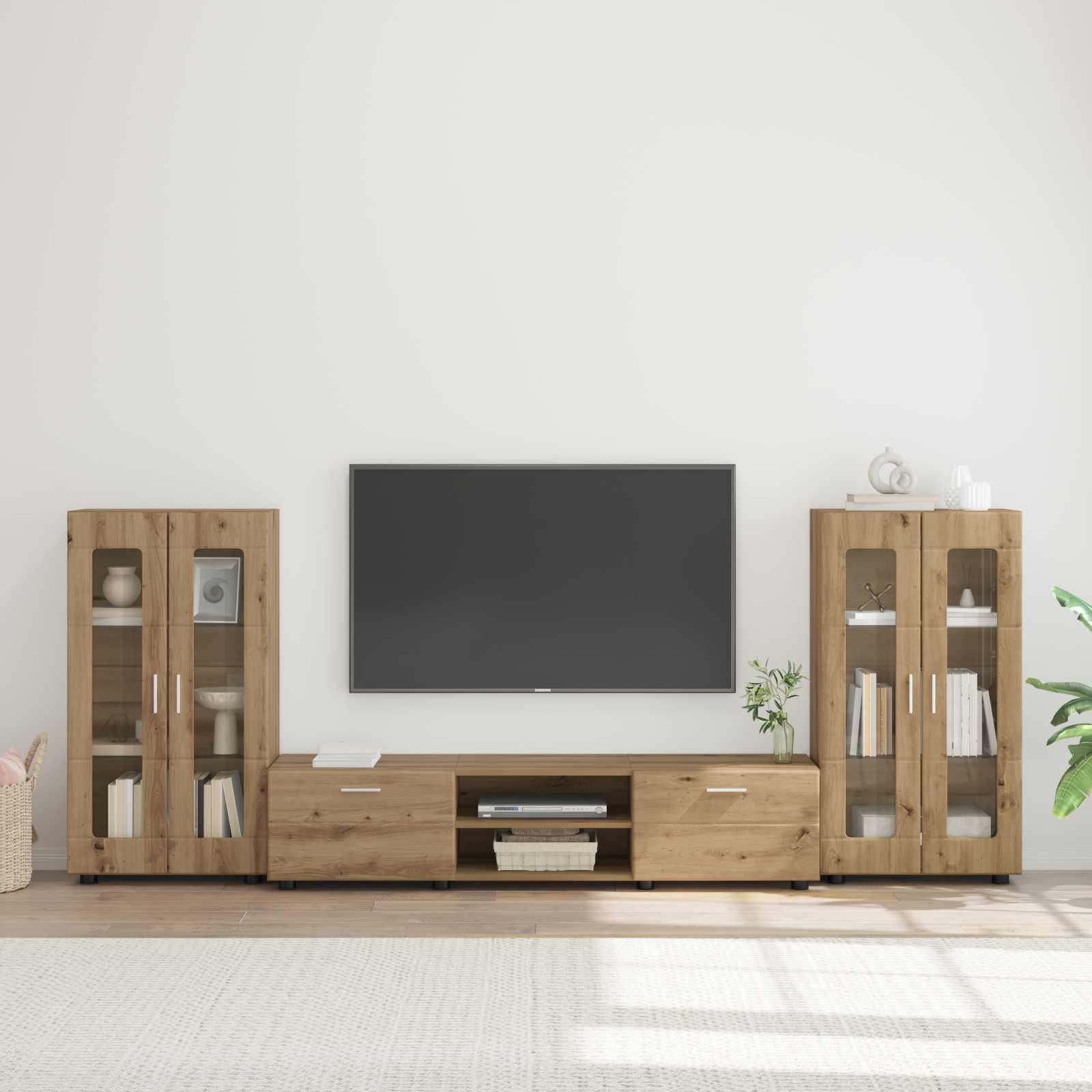 TV Cabinet Set FLORIN 3 pcs Artisan Oak Engineered Wood