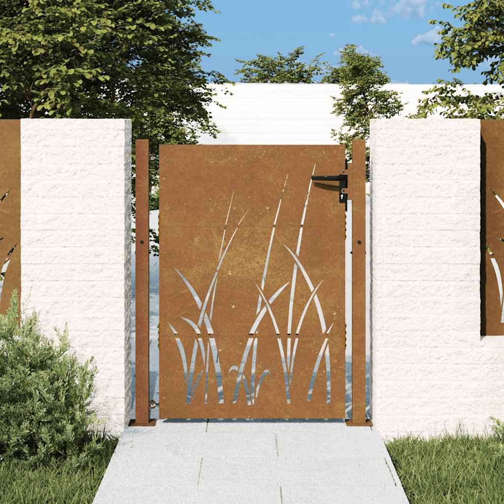 Garden Gate 100x150 cm Corten Steel Grass Design