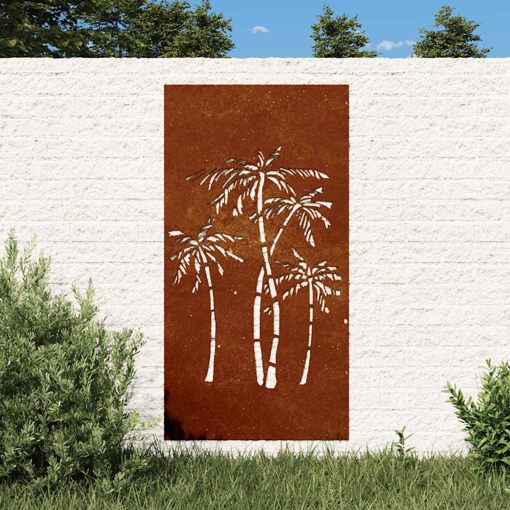 Patio Wall Decoration 41.3"x21.7" Corten Steel Palm Tree Design