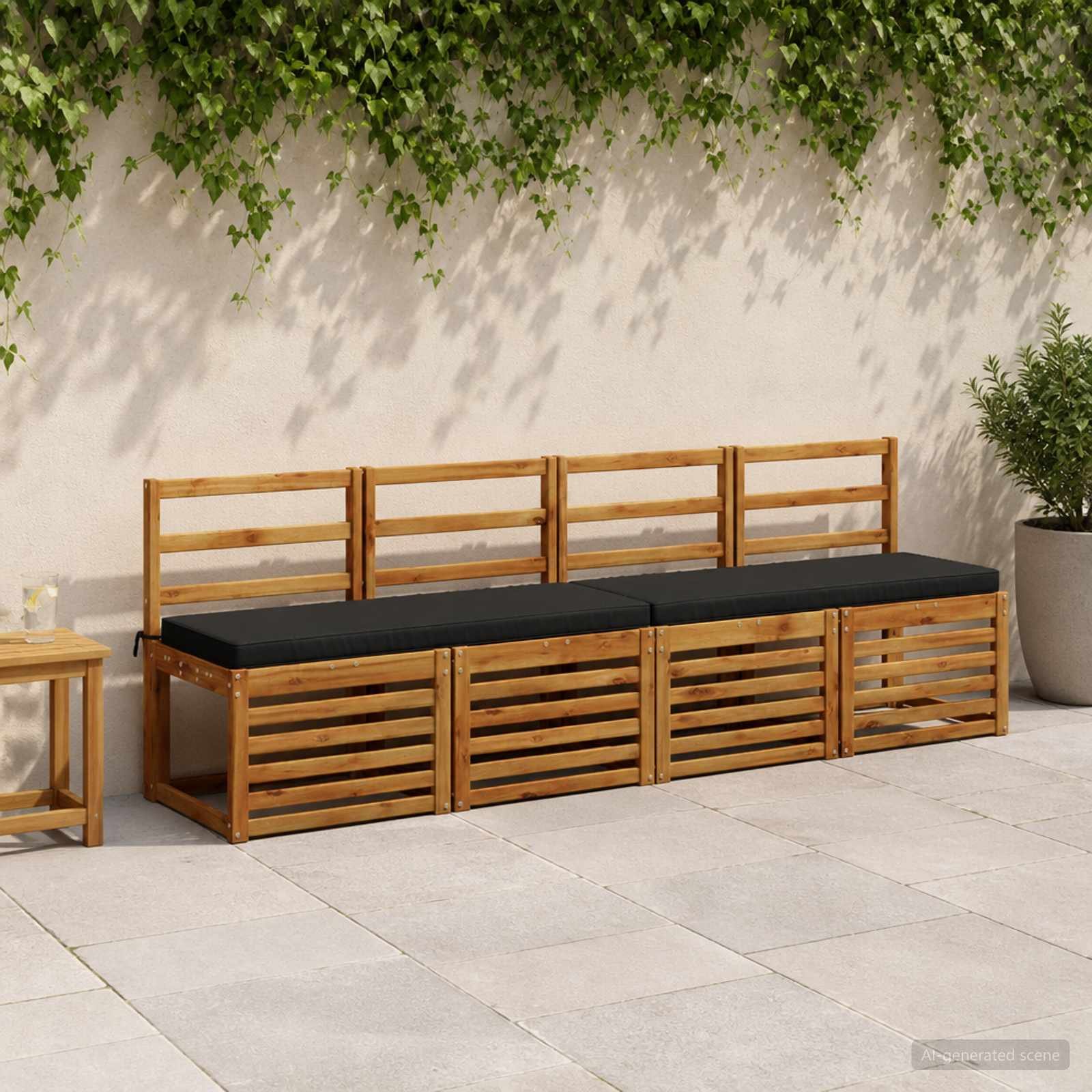1-Piece Bench Cushion VUGHT 100% Polyester Black